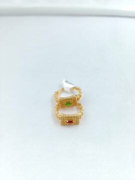 CNA RING 01 Gold-Tone Rectangular Stone Studded Couple Rings Set