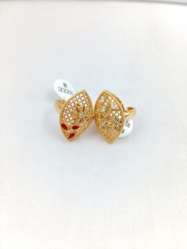 CNA RING 01 Gold-Tone Marquise Jali Floral Stone Statement Rings Set