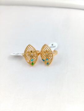 CNA RING 01 Gold-Tone Marquise Jali Floral Multi-Stone Rings Set