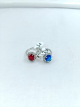 CNA RING 01 Silver-Tone Oval Solitaire Halo Couple Rings Set