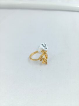 CNA RING 01 Gold-Tone Triple Butterfly Stone Studded Ring