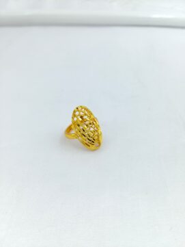CNA RING10 B15 Gold-Tone Oval Mesh Jali Statement Ring