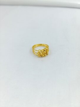 CNA RING18 B15 Gold-Tone Triple Band Beaded Cluster Ring