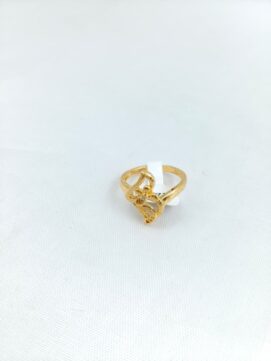 CNA RING 02 Gold-Tone Floral Leaf Stone Ring