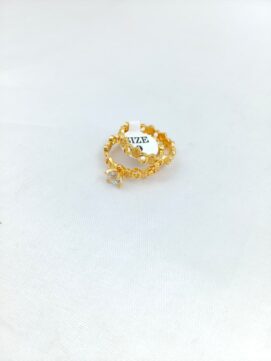 CNA RING 06 Gold-Tone Solitaire & Circle Link Stackable Ring Set