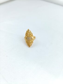 CNA RING 02 Gold-Tone Leaf Marquise Stone Ring