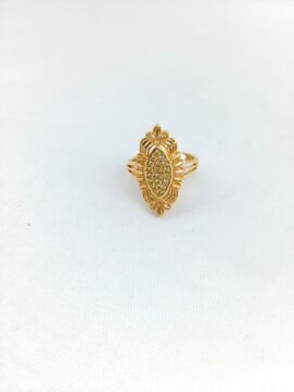 CNA RING 02 Gold-Tone Marquise Stone Filigree Ring