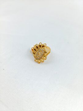 CNA RING 02 Gold-Tone Peacock Feather Stone Ring