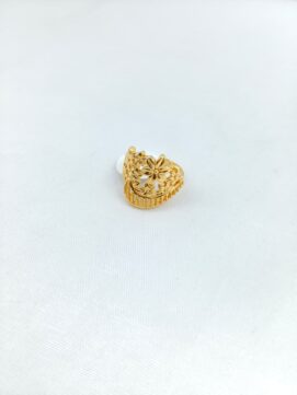 CNA RING 03 Gold-Tone Floral Basket Cutwork Ring