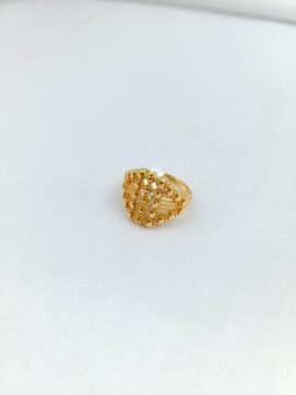 CNA RING 03 Gold-Tone Jali Net Beaded Statement Ring