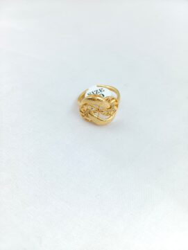 CNA RING 02 Gold-Tone Abstract Swirl Stone Leaf Ring