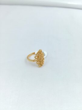 CNA RING 03 Gold-Tone Vertical Leaf Filigree Ring