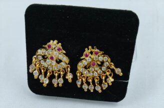 THA STUD 330 Gold-Tone Peacock Stone Drop Earrings