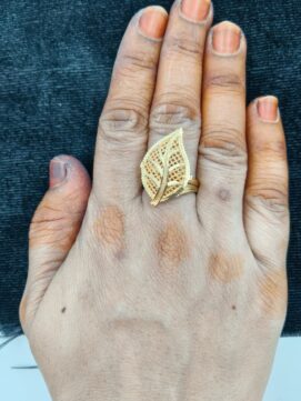 [SKU] Gold-Tone Leaf Jali Work Statement Cocktail Ring