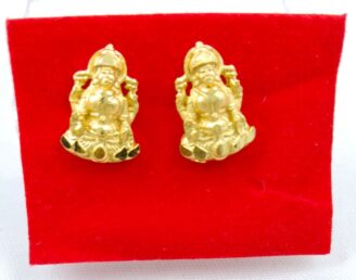 R ER 33 Gold-Tone Goddess Lakshmi Temple Stud Earrings