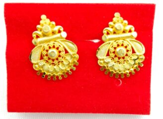 R ER 33 Gold-Tone Floral Leaf Chandbali Drop Earrings