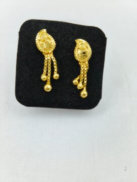 R ER 54 Gold-Tone Mango Ball Tassel Drop Earrings