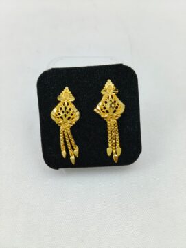 R ER 54 Gold-Tone Filigree Jali Ball Tassel Drop Earrings