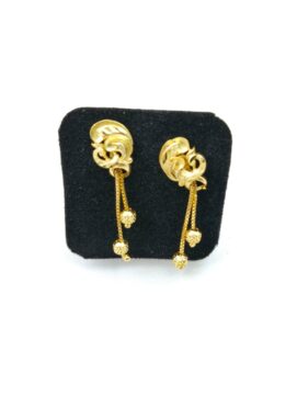 R ER 53 Gold-Tone Swirl Knot Ball Tassel Drop Earrings
