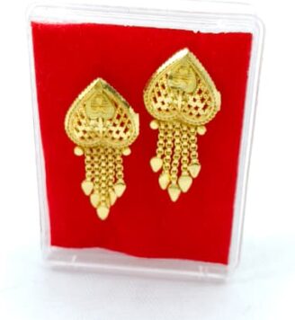 R ER 62 Gold-Tone Heart Jali Tassel Drop Earrings