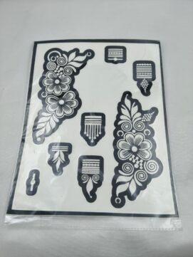 Floral Corner Henna Stencil Set with Finger Tips