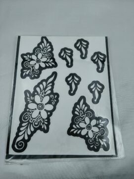 Floral Mehndi Stencil Set - Swirl & Leaf Design
