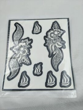 S-Curve Floral Henna Stencil Set with Paisley Accents