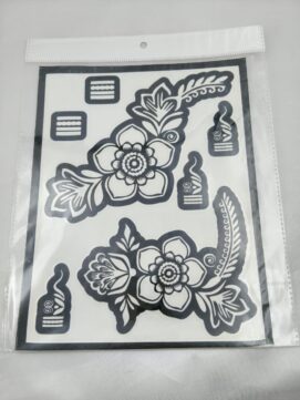 Bold Floral Corner Henna Stencil Set with Finger Accents