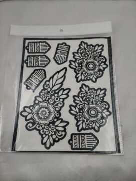 Floral Bouquet Henna Stencil Set with Finger Caps