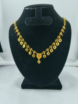 Premium Matte Gold Kemp Necklace Set – Traditional Temple Choker with Matching Jhumka Earrings
