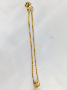 Premium Gold-Plated Sleek Woven Chain Anklet – Classic Minimalist Payal with Heart Clasp