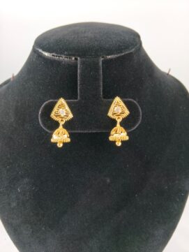 Premium Matte Gold Kemp Jhumka Earrings – Heritage South Indian Peacock Temple Earrings with Pearl Drops