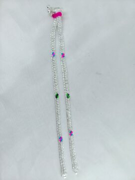 TH ANGLET 450 Heavy Designer Silver Look Broad Chain Anklet with Multicolor Enamel Work & Ghungroo