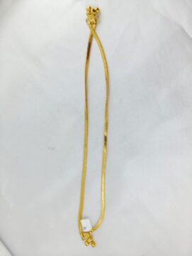 TH ANGLET 380N Gold Plated Flat Snake Chain Anklet with Ghungroo for Women