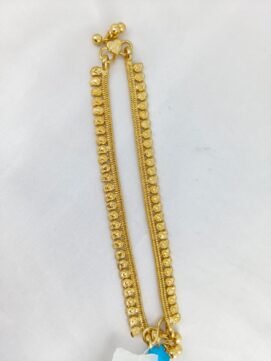 TH ANGLET 550N Heavy Gold Plated Designer Anklet with Double Line Coin Pattern & Ghungroo Payal