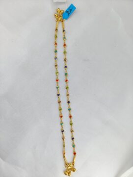 TH ANGLET 440N Gold Plated Multicolor Heart Enamel Chain Anklet with Ghungroo Payal for Girls