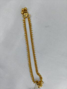 TH ANGLET 340N Gold Plated Double Chain Bead Border Anklet with Heart & Ghungroo Payal