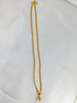 R ANGLET 08 Gold Plated Double Chain Box Anklet with Ghungroo for Daily Wear