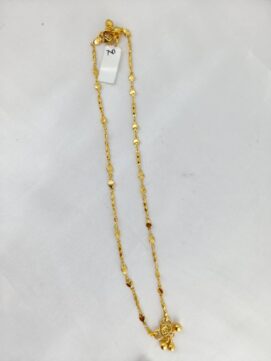 TH ANGLET 360N Gold Plated Heart & Diamond Cut Chain Anklet with Ghungroo Payal