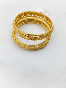 Premium Matte Gold Kemp Bangle Set – Heritage South Indian Multi-Stone Openable Kada Bangles
