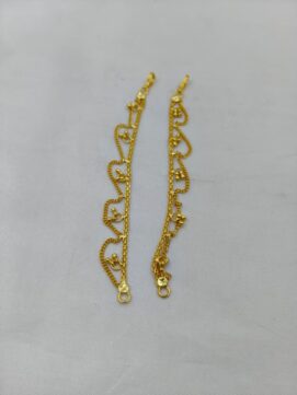 R MATEL330 - Designer Wave Pattern Gold Tone Back Chain for Earrings