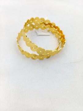 REF BANGLE480 - Gold Tone Designer Cut-Out Infinity Pattern Bangles Set of 2