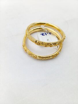 SGC BANGLE338N - Gold Tone Traditional Engraved Kada Bangles Set of 2