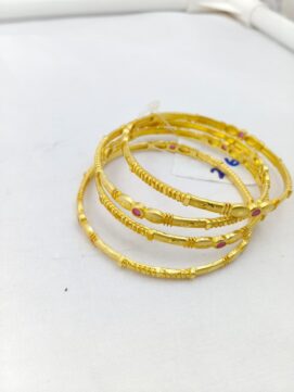 R BANGLA1100N - Gold Tone Ruby Stone Designer Daily Wear Bangles Set of 4
