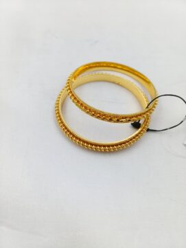 SGC BANGLA250N - Gold Tone Rope Border Traditional Daily Wear Bangles Set of 2