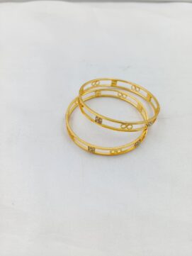 SGC BANGLA338N - Gold Tone Infinity Cut Work AD Designer Bangles Set of 2