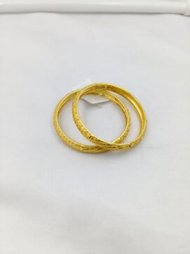 R BANGLA800N - Premium Gold Tone Engraved Traditional Daily Wear Bangles Set of 2